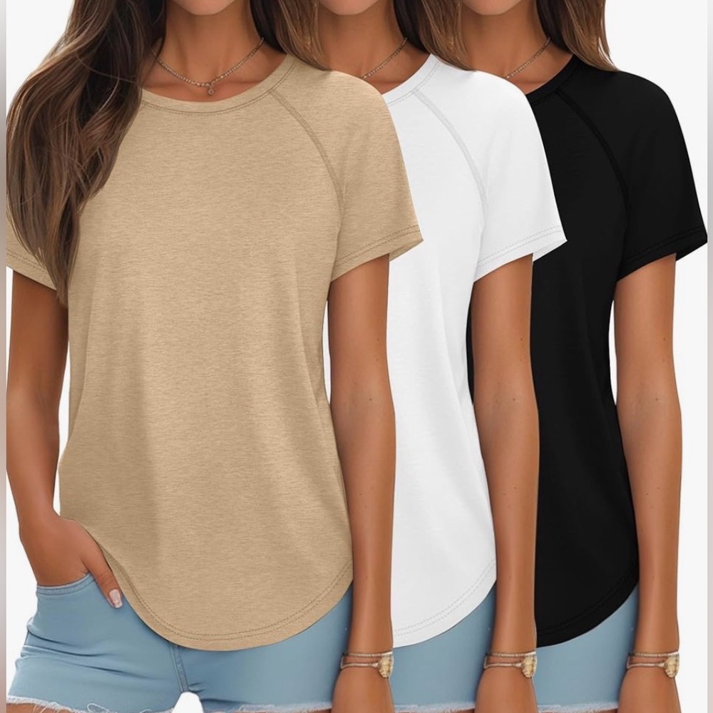 Ficerd Casual Women's Tees- Tan, White, and Black XXL